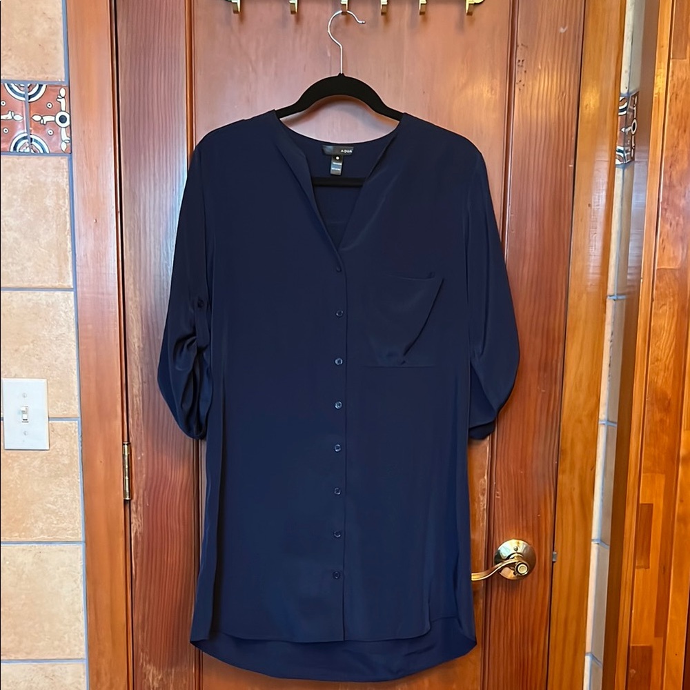 Aqua Midnight Blue Blouse